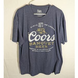 Coors Banquet Beer T-Shirt XXL Blue Graphic Tee Licensed Short Sleeve Unisex